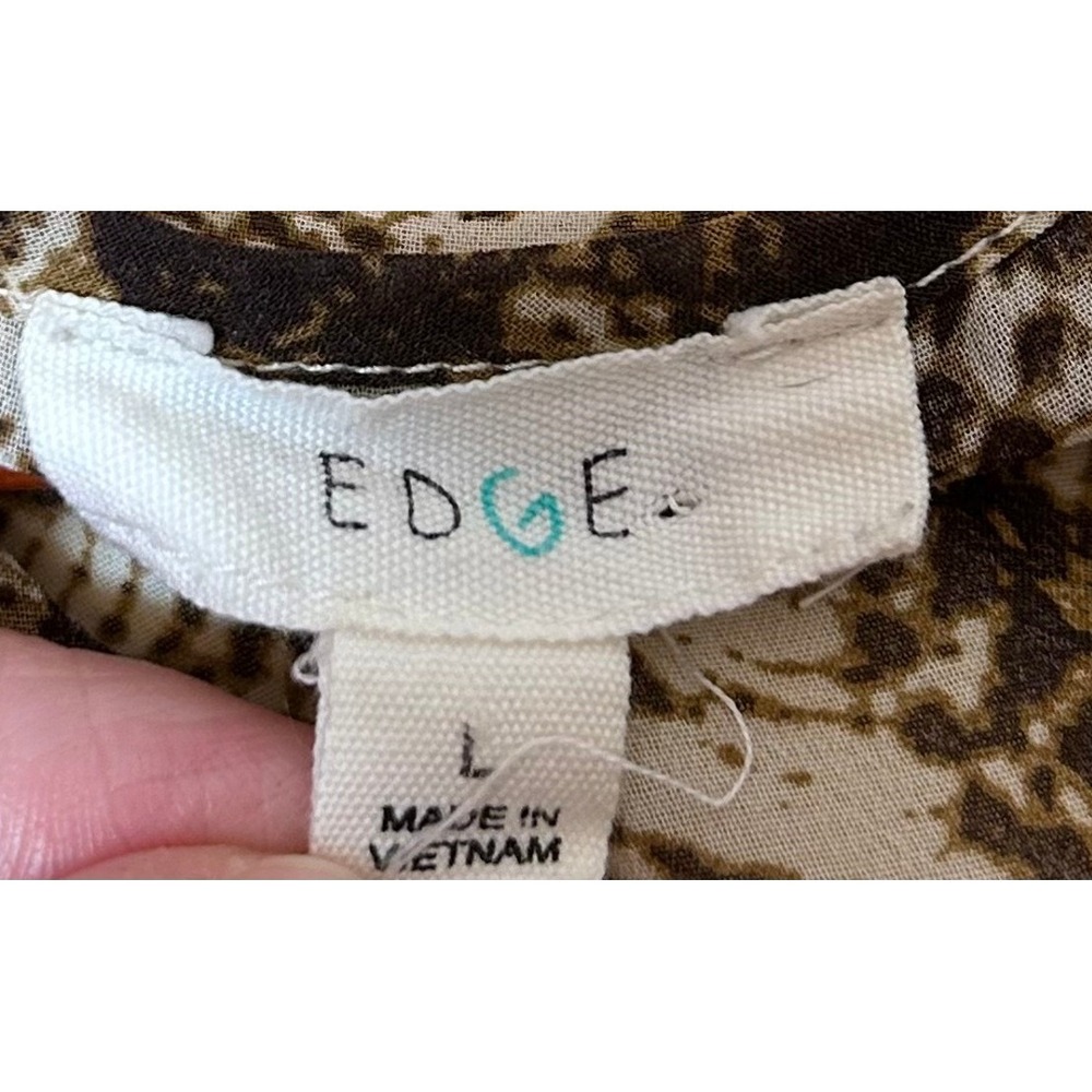 Beautiful‎ Sheer Tank Top Edge L Cream and Snakeskin Print Embellished Pocket - Picture 4 of 6